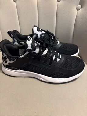 APL Black Knit Sneakers with White Sole and Black & White Camo Accent